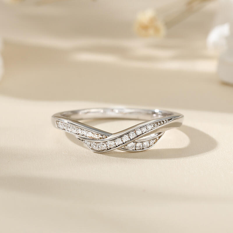 Jeulia Anillo de Boda de Plata para Mujeres Diseño Simple Elegante