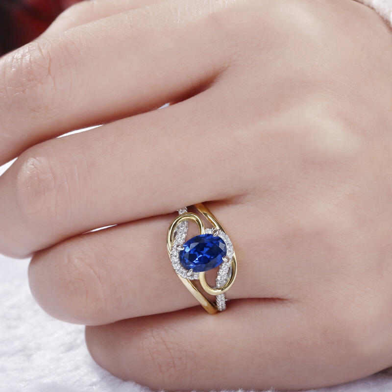 Jeulia Bague Bicolore en Argent Sterling Coupe Ovale