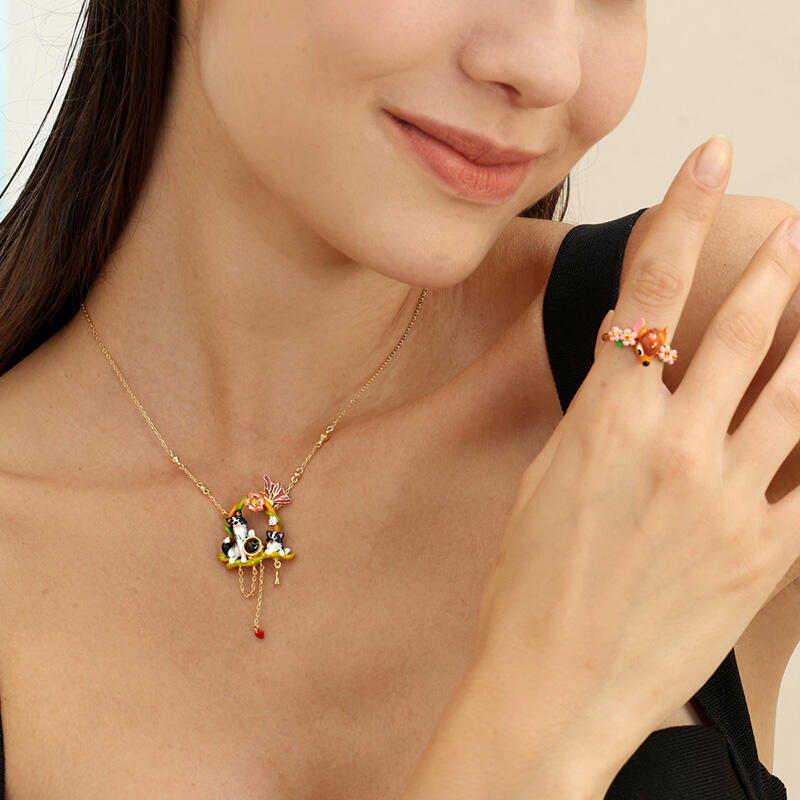 Jeulia Collar de Plata de Ley con Proyección de Foto Personalizada Diseño Border Collie