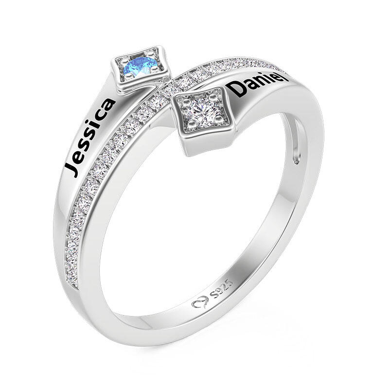 Jeulia Custom Name Round Cut Birthstone Ring