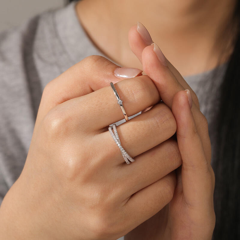 Jeulia Juego de Anillos Apilables Trenzado Minimalista Personalizados