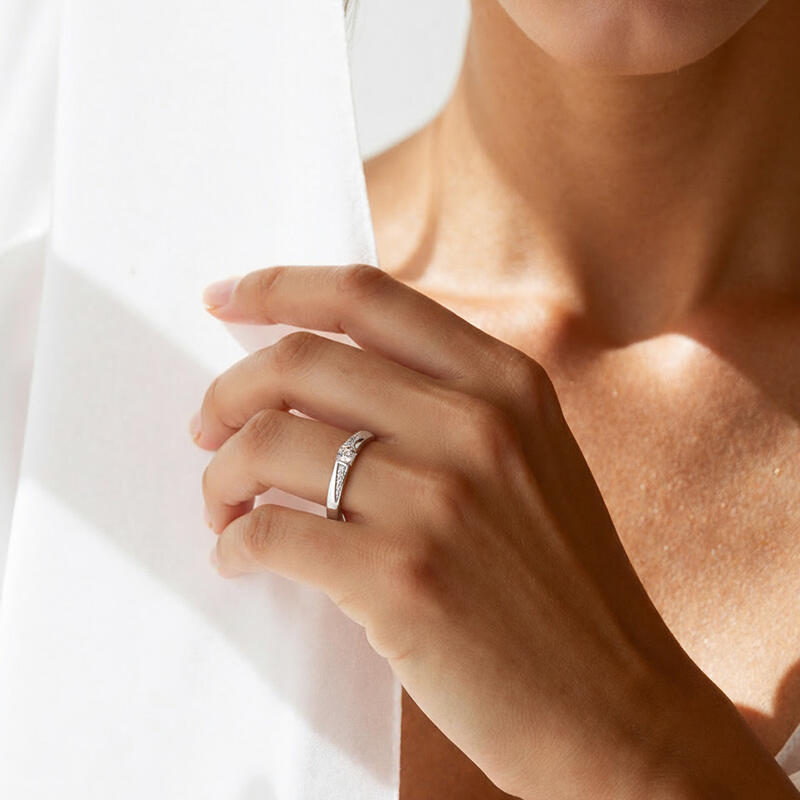 Jeulia True Love Vow Bypass Engraved Wedding Band for Women