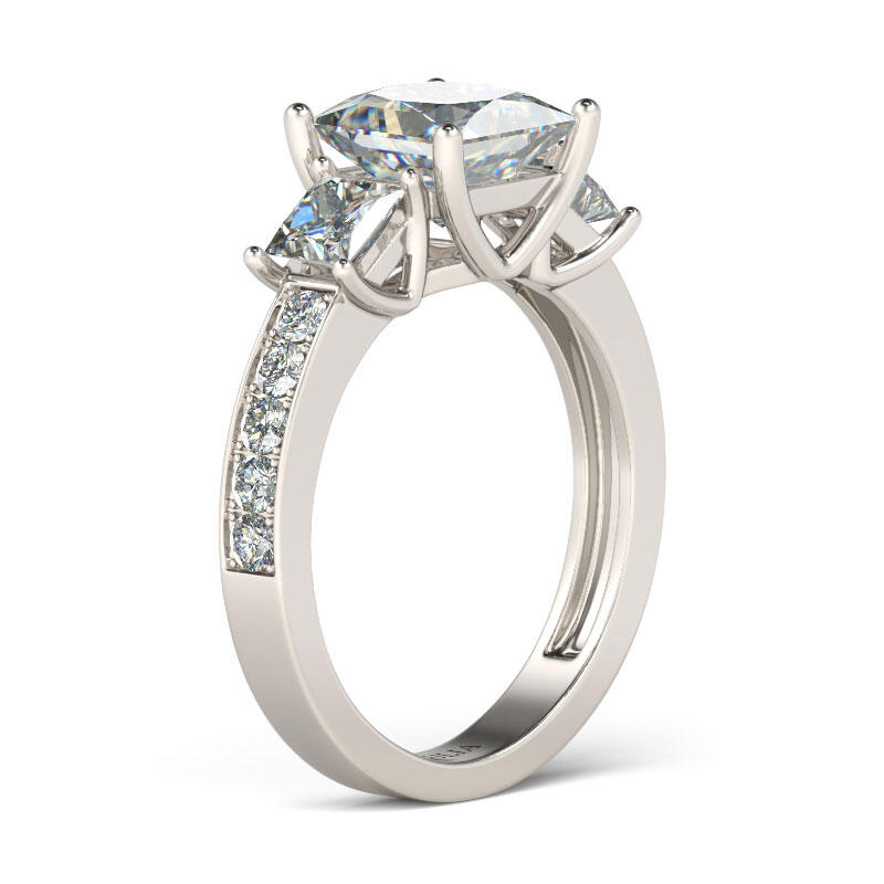 Jeulia Anillo Con Tres Piedras Simples De Talla Princesa En Plata De Ley