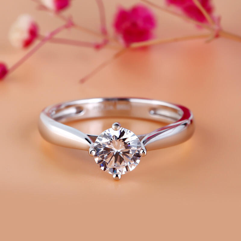 Jeulia Classic Solitaire Round Cut Sterling Silver Ring