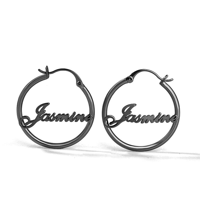 サークル 大きめ ネーム フープ ピアス 両耳用