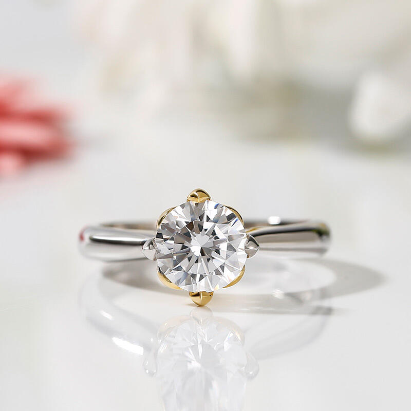 Jeulia anillo de compromiso de iris con corte redondo de plata 925