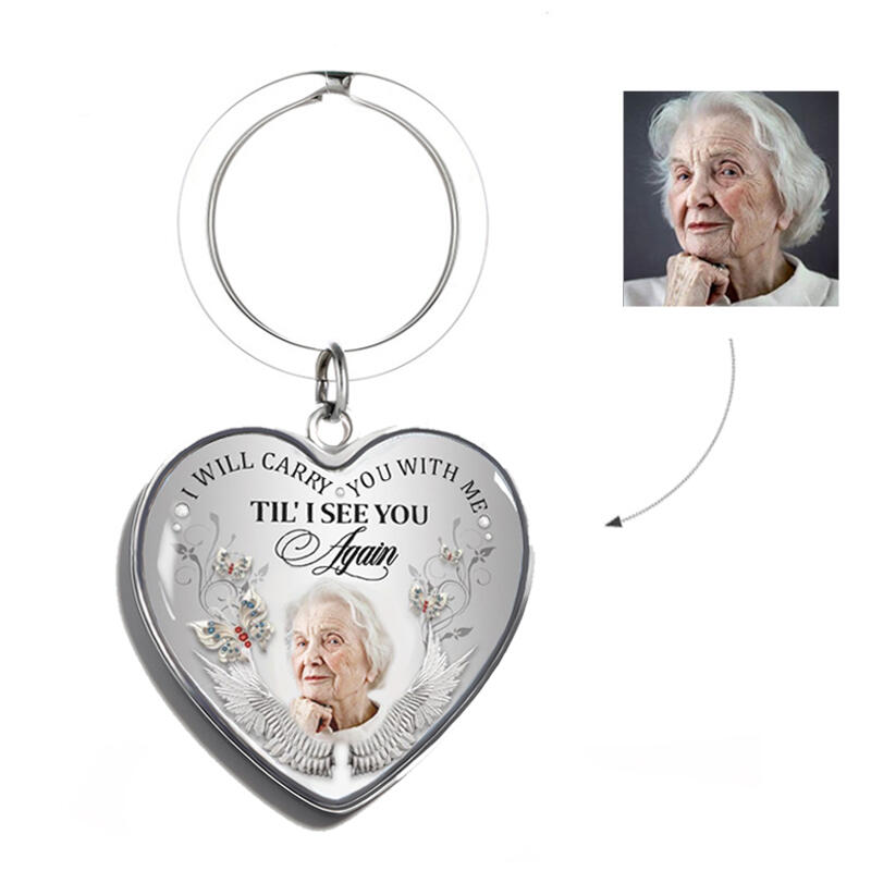 Ik zal je bij me dragen Custom Photo Memorial Sleutelhanger