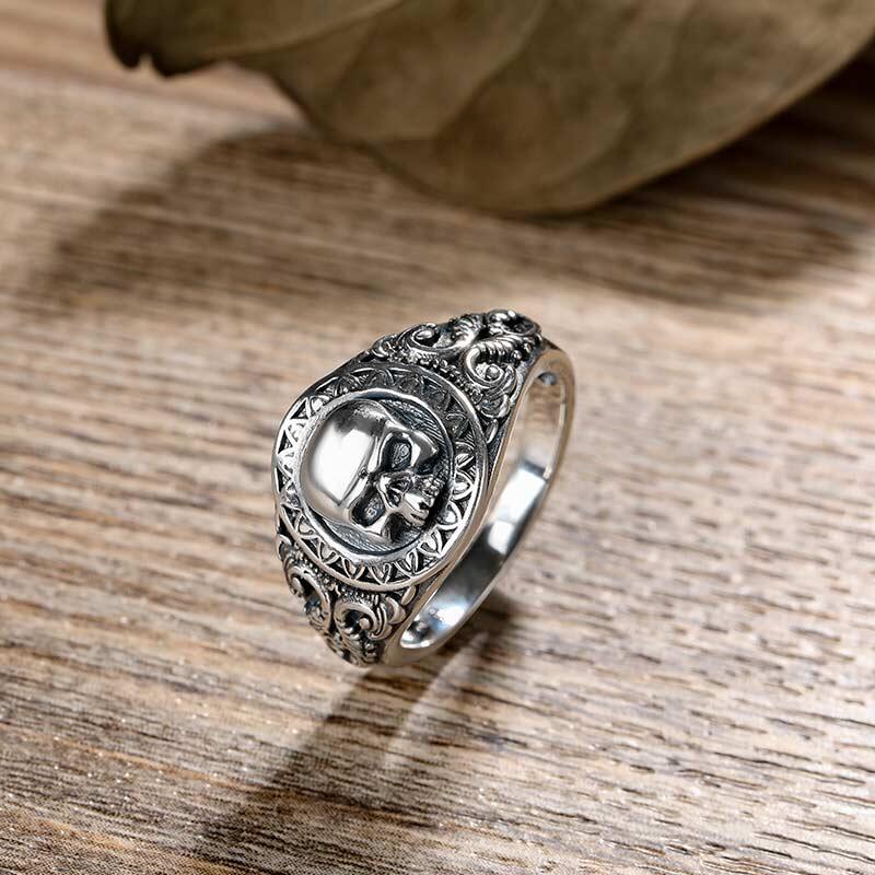 Jeulia Anillo con el estilo de calavera de Parca de plata de ley