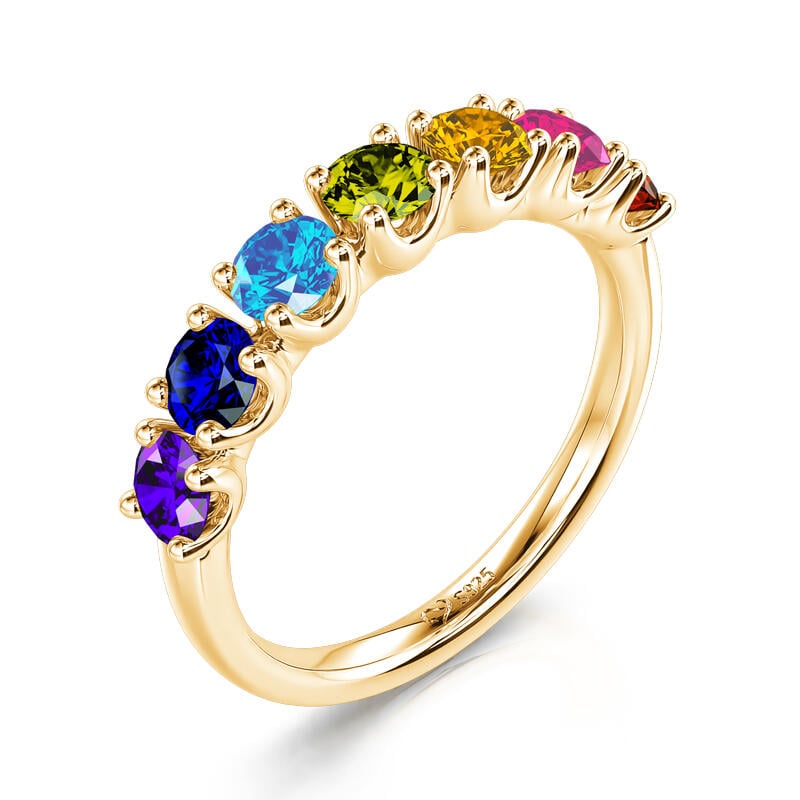 Jeulia Multi-Stone Rainbow Sterling Silver Women's Band