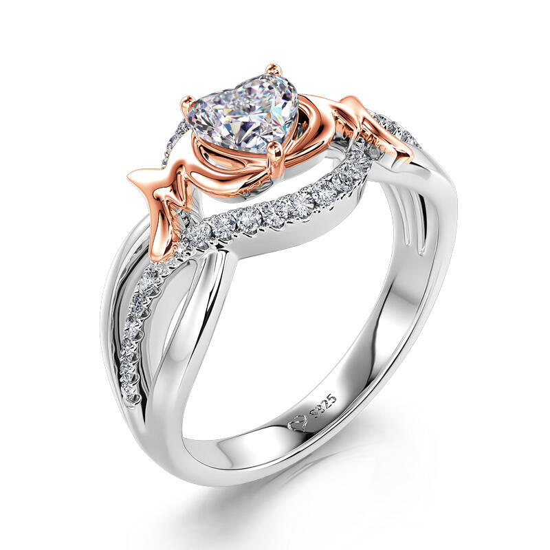 Jeulia Anillo para mamá corazón de plata esterlina para mujeres