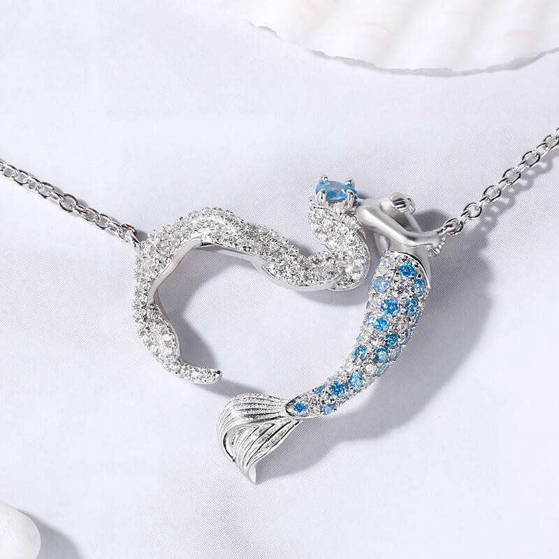Jeulia "Ocean's Light" Sterling Silver Mermaid Gift Necklace for Valentine's Day