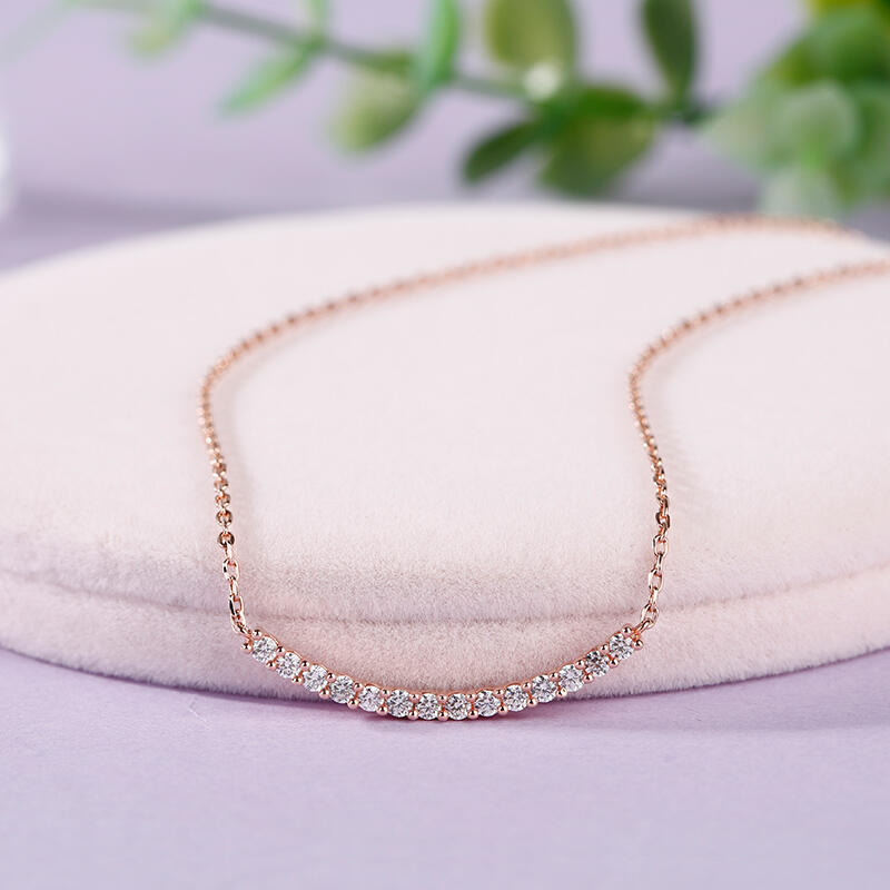 Jeulia Simple Style Round Cut Sterling Silver Necklace