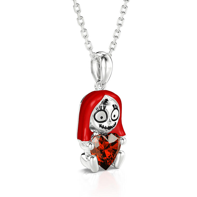 Jeulia Hug Me "Endless Joy" Skull Heart Cut Sterling Silver Halsband