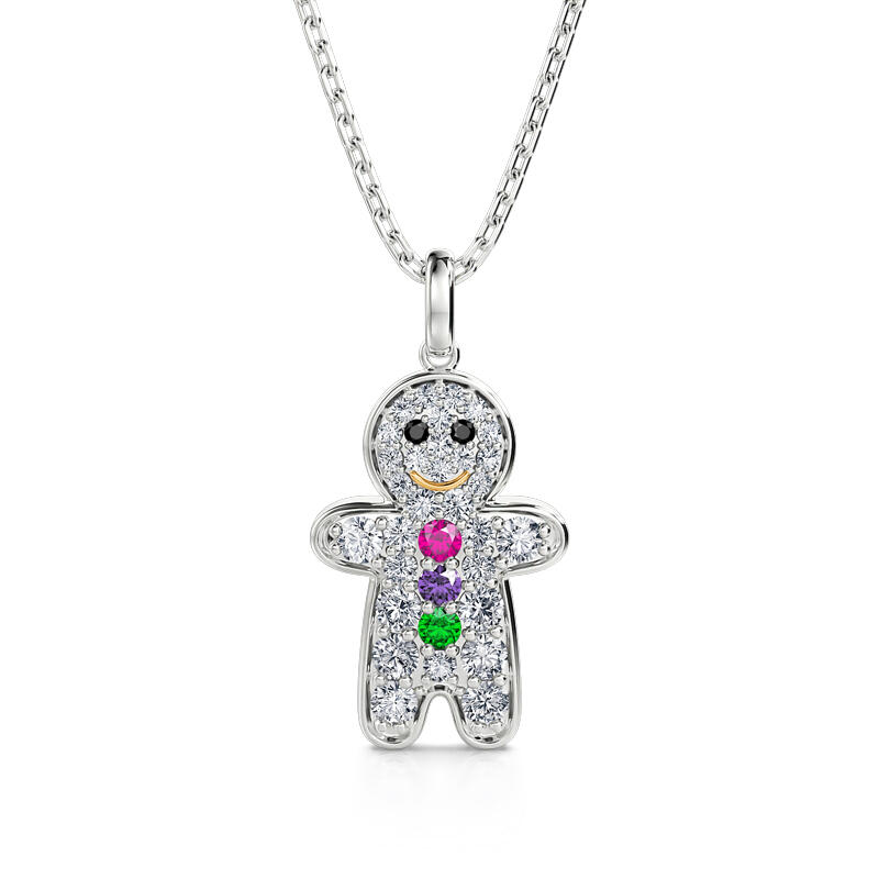 Jeulia "Little Sweetie" Gingerbread Man Sterling Silver Necklace