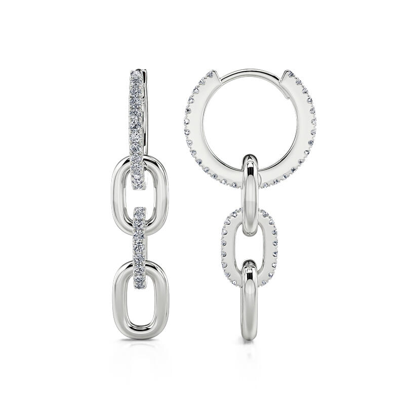 Jeulia Pendientes con eslabones de plata de ley