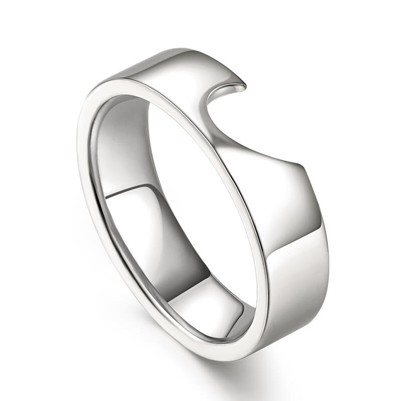 Jeulia Half Heart Design Sterling Silver Women's Band