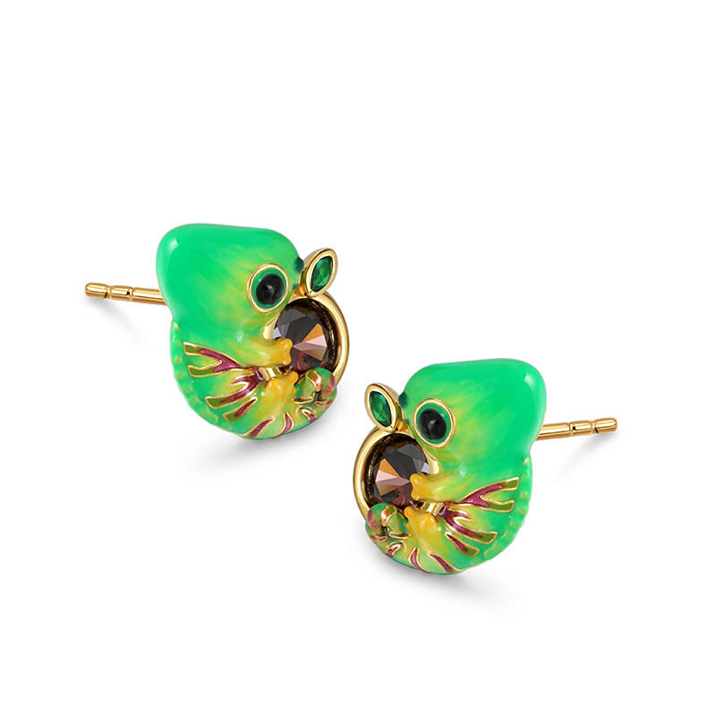 Jeulia Hug Me "Tropical Jungles" Enamel Sterling Silver Earrings