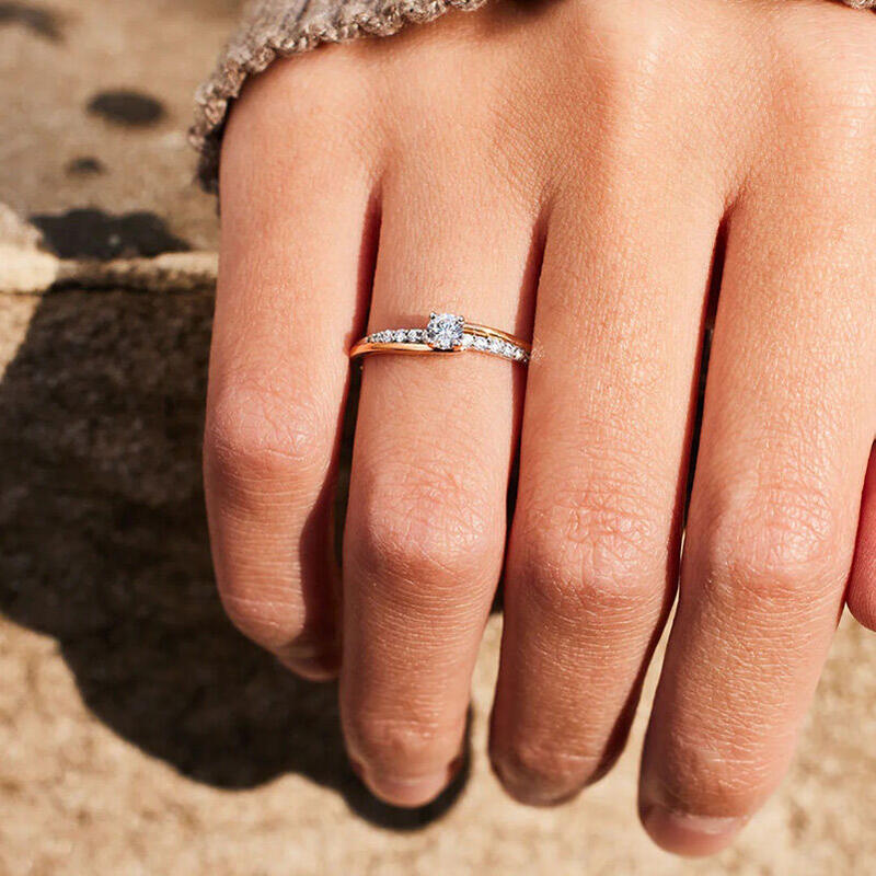 Jeulia Anillo de Promesa de Dos Tonos en Plata Esterlina