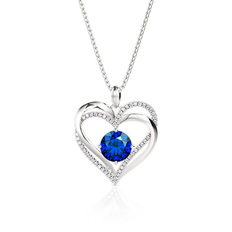 Jeulia Collar Personalizado Amor Eterno Doble Corazón con Piedra de Nacimiento