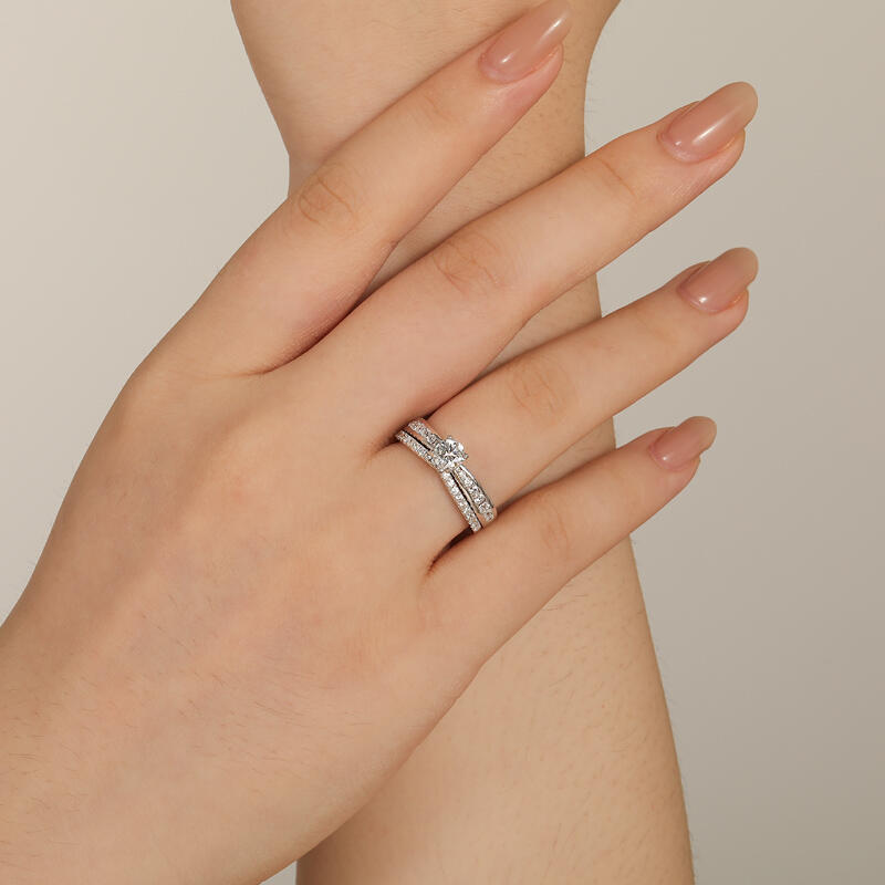 Jeulia Custom Round Cut Engagement Ring Set 2PCS