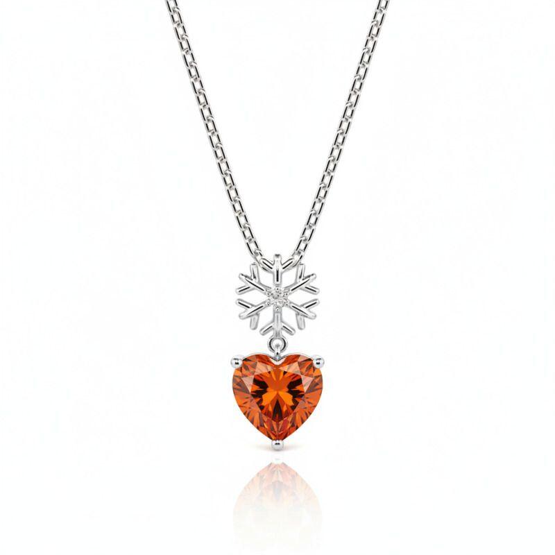 Jeulia Custom Snowflake Heart Birthstone Necklace