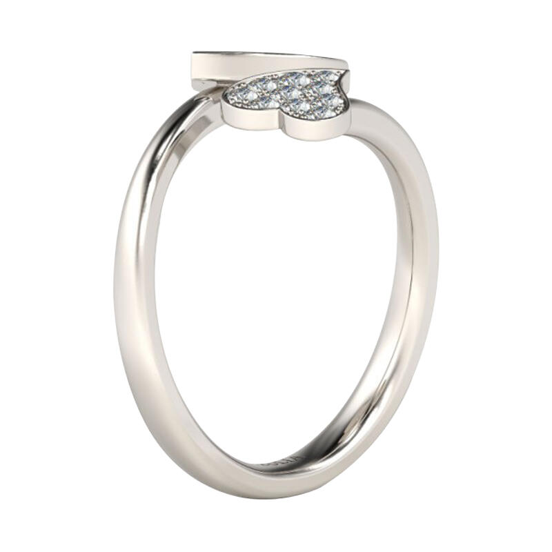 Jeulia Engraved Heart Design Sterling Silver Ring