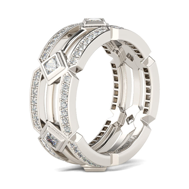 Jeulia Split Shank Sterling Silver Men's Band