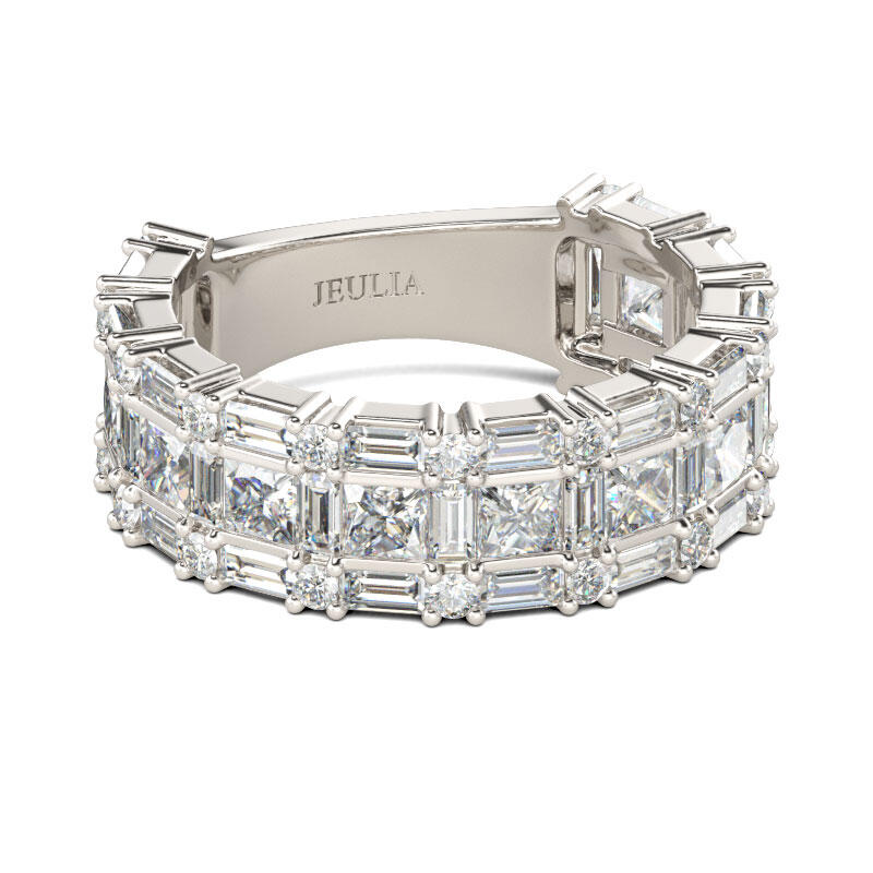 Jeulia Princess Cut Sterling Silver Women's Band