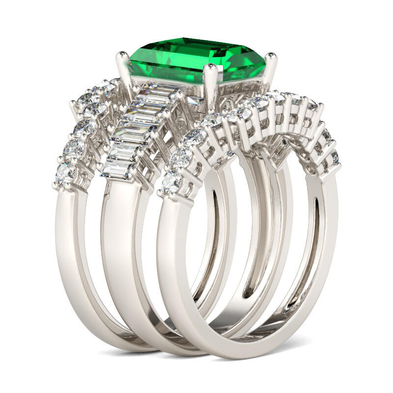 Jeulia 3PC Radiant Cut Sterling Silver Ring Set