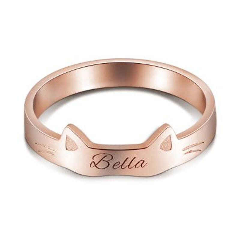 "Amour de Chat" Bague Prénom Chat Personnalisée