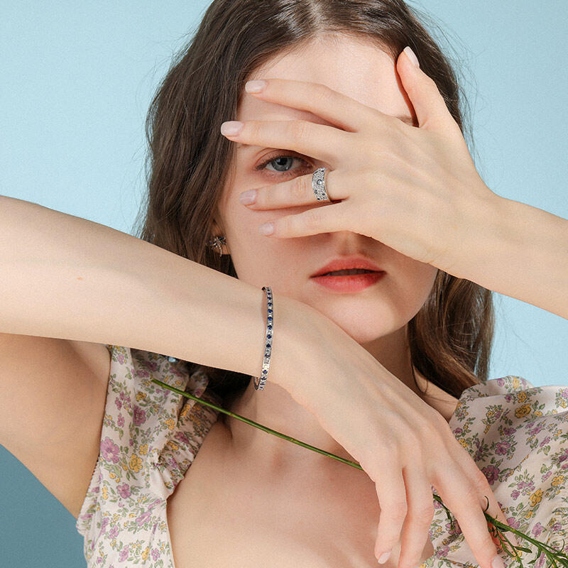 Jeulia Bague Femme Paysage dans Galaxie en Argent Sterling à Coupe Ronde