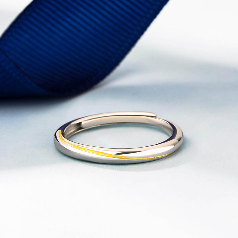 Jeulia "Every Side of Love" Mobius Two Tone Adjustable Sterling Silver Men's Band