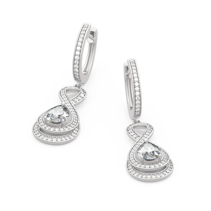 Jeulia Boucles d'Oreilles Pendentif Amour Infini en Argent Sterling Coupe Poire