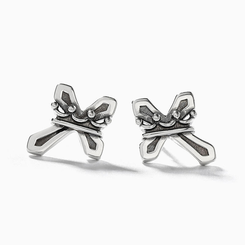 Jeulia "Crown and Cross" Sterling Silver Earrings