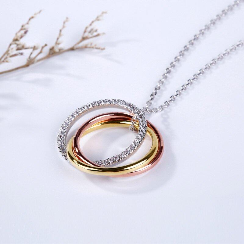 Jeulia "Be Together" Three Tone Round Cut Sterling Silver Jewelry Set