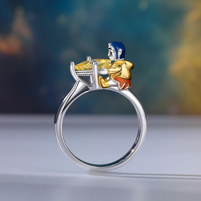 Jeulia Hug Me "Adventurous Girl" Princess Cut Sterling Silver Ring