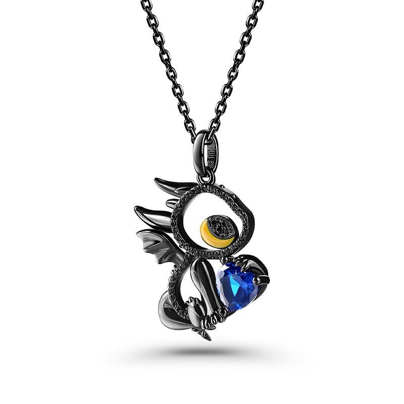 Jeulia Collar Personalizado de Dragón de Plata Esterlina con Piedra Natal de Corazón