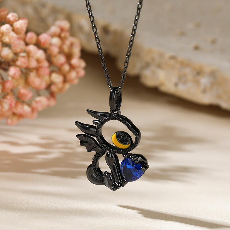 Jeulia Collar Personalizado de Dragón de Plata Esterlina con Piedra Natal de Corazón