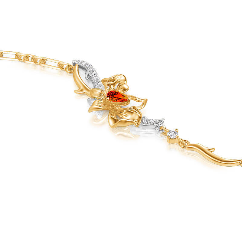 Jeulia x Leyla "Floral of Thorns" Two Tone Twist Flower Bracelet Sterling Silver