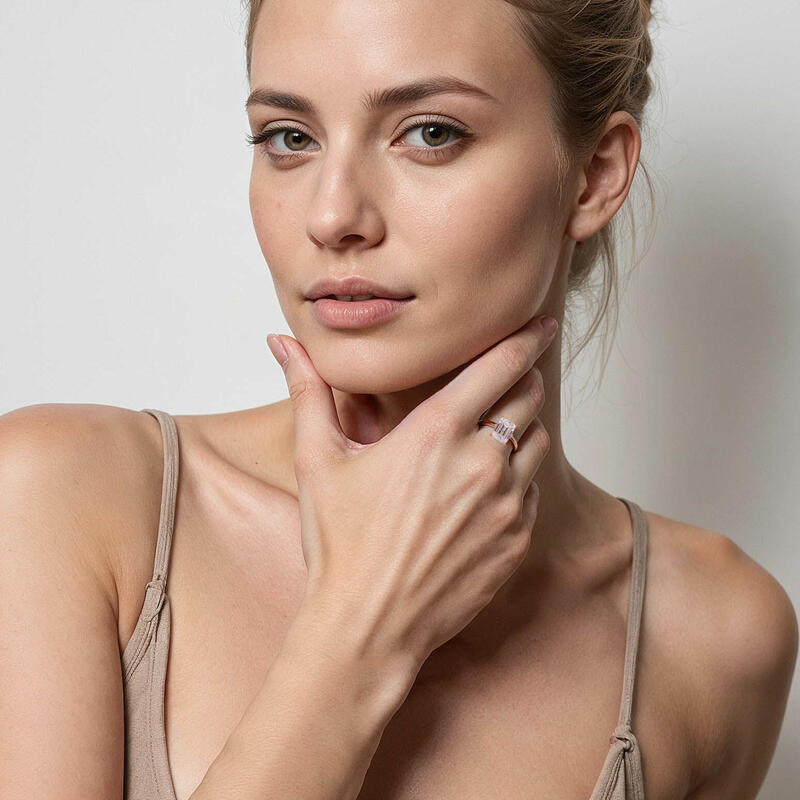 "Du bist meine ganze Welt" 3ct Smaragdschliff Solitär-Verlobungsring