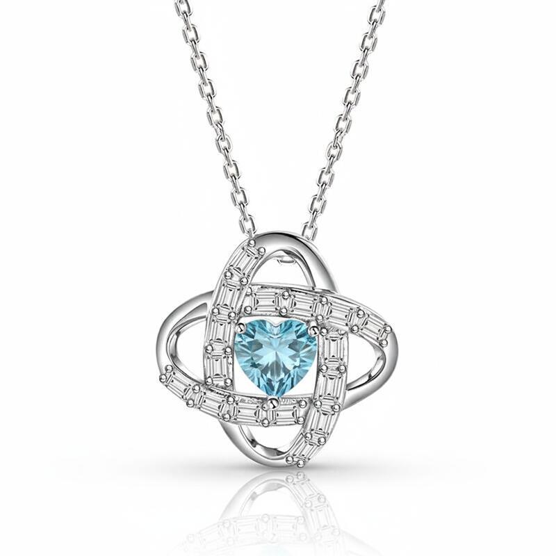 Jeulia Love Knot Custom Birthstone Necklace Sterling Silver