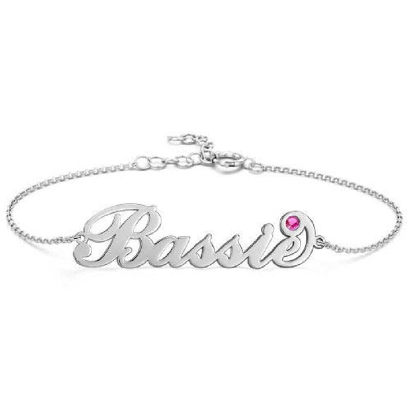 "Personal And Unique" Personalized Name Bracelet With Custom Birthstone