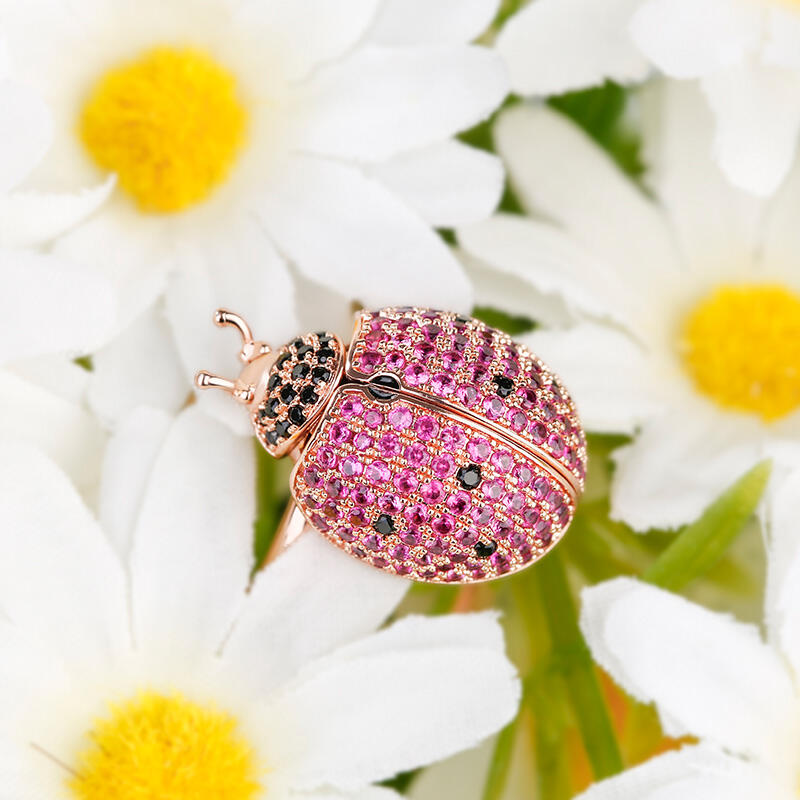 Jeulia "Flying Ladybug" Movable Sterling Silver Ring