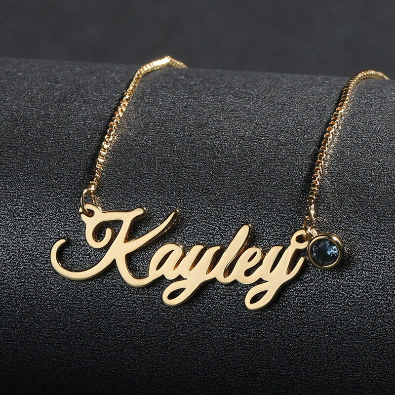 シンプル ネーム 誕生石 ネックレス