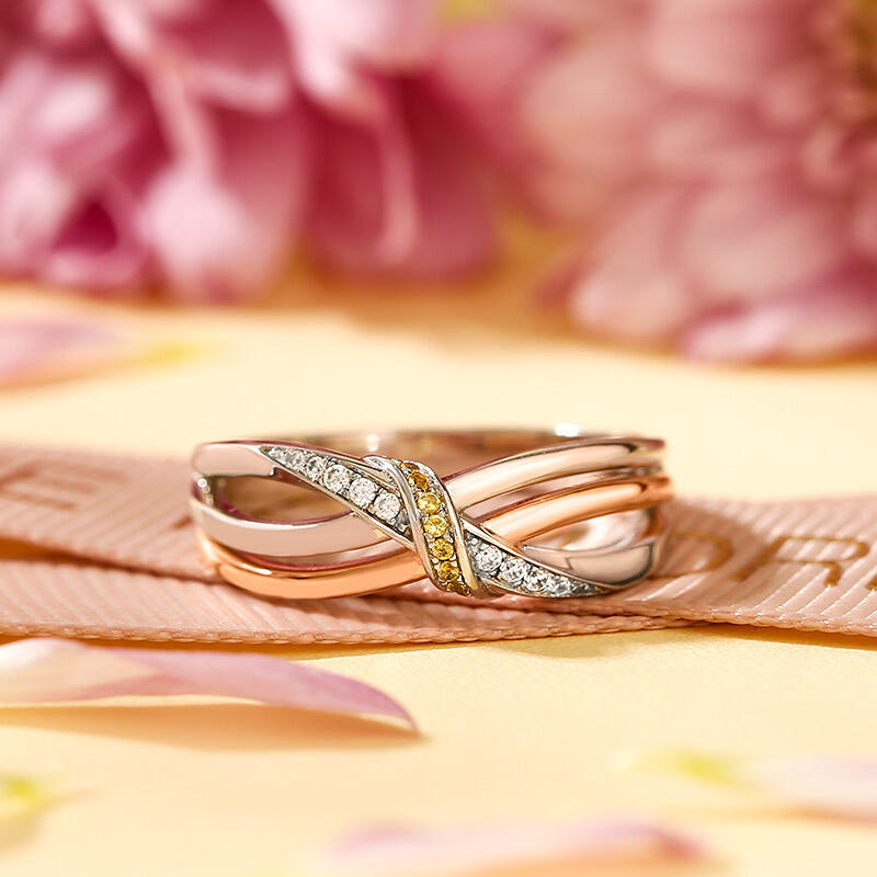 Jeulia Intertwined Two Tone Sterling Silver Women's Band