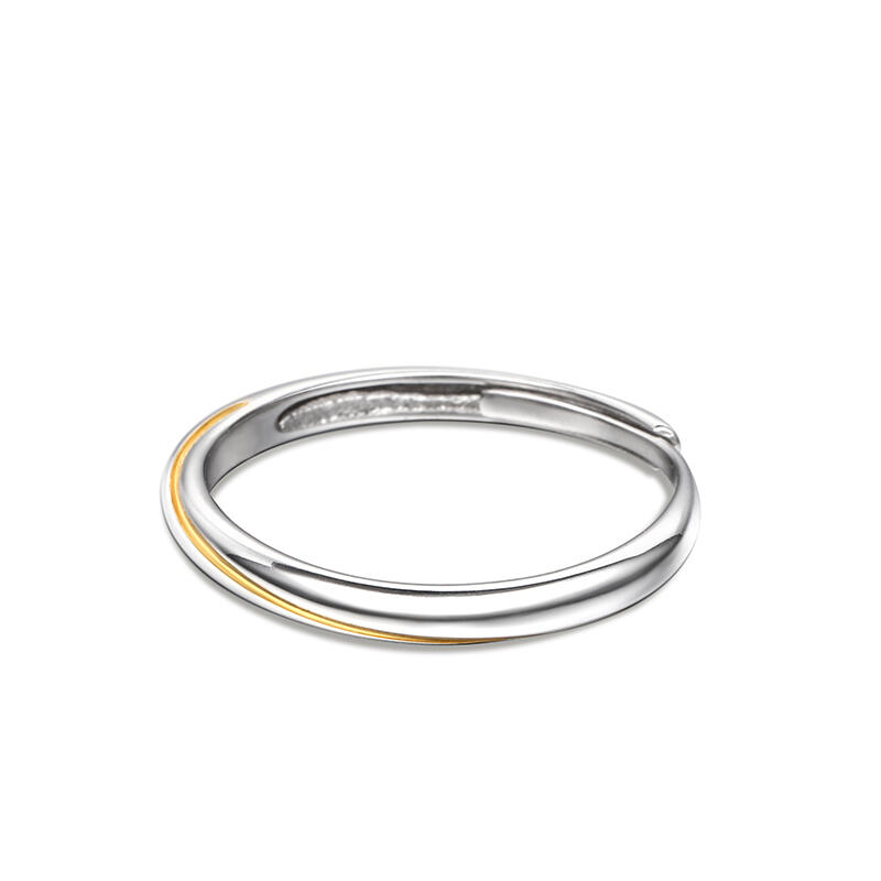 Jeulia Anillo de Möbius en dos tonos de plata de ley de talla ajustable para mujer