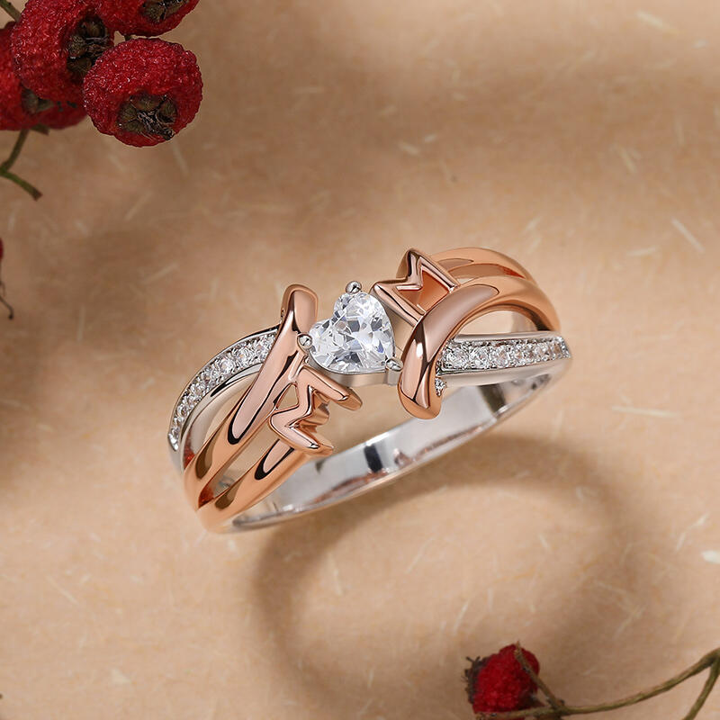 Jeulia Anillo para madre de plata de ley para mujer corte corazón