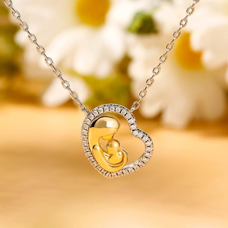 Jeulia "Love Is a Great Fire" Moeder & Baby Hart Sterling Zilveren Ketting