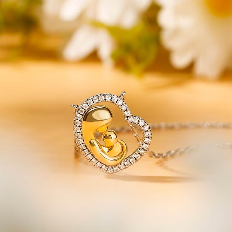 Jeulia "Love Is a Great Fire" Moeder & Baby Hart Sterling Zilveren Ketting