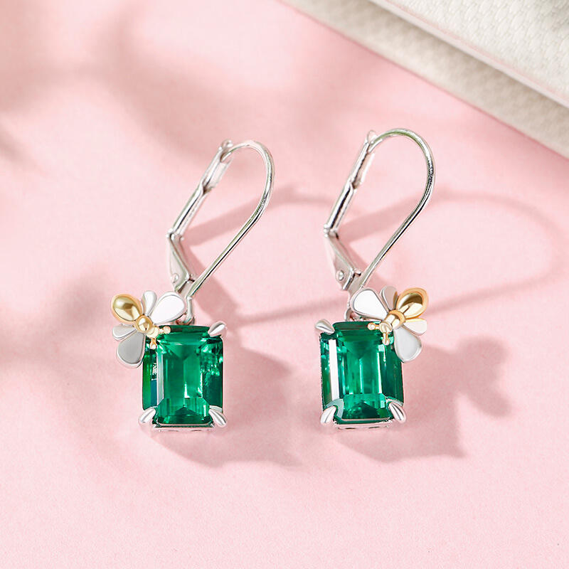 Jeulia "Honey Bee" Emerald Cut Sterling Silver Earrings